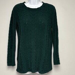 J. Jill Emerald Green Lightweight Dark Academia Preppy Cable Knit Sweater Sz XSP